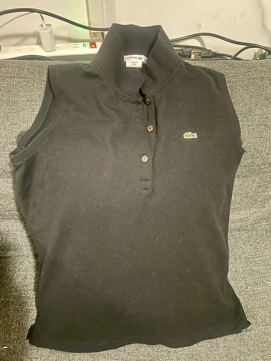 Lacoste Black Polo Top with Green Crocodile Emblem - Picture 1 of 4